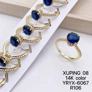 Joyería XUPING al por Mayor, Anillo de Compromiso y Boda para <span class=keywords><strong>Mujer</strong></span>, Chapado <span class=keywords><strong>en</strong></span> <span class=keywords><strong>Oro</strong></span> de 14K, con Piedras de Colores, Estilo Moderno, Color Rosa - Product Image 3