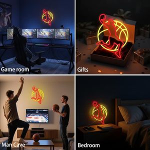Letreros de baloncesto Slam Dunk, luz ambiental LED de neón para interiores, letrero para tienda, decoración de pared, luz indicadora de entrada - Product Image 4