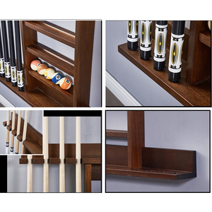 Soporte de Pared para 8 Palos de <span class=keywords><strong>Billar</strong></span>, Soporte de Madera de Caucho Sólido con Estante para Almacenamiento de Bolas, Accesorio para <span class=keywords><strong>Billar</strong></span> - Product Image 5
