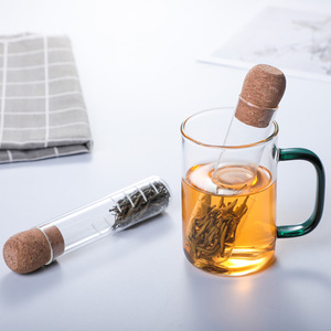 Filtre <span class=keywords><strong>Infuseur</strong></span> à Thé en Tube de Verre Borosilicate Écologique avec Bouchon en Liège, Accessoire pour la Préparation de Thé dans les Tasses - Product Image 6