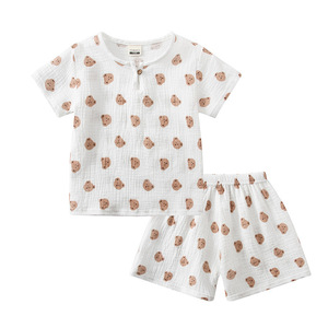 Nouvelle Collection Été 2026 : Ensemble Pyjama Enfant Double Gaze à Manches Courtes Imprimé Dessin Animé – Vêtements d'Intérieur pour Garçons et Filles - Product Image 3