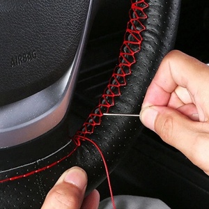 Housse de <span class=keywords><strong>volant</strong></span> de voiture en <span class=keywords><strong>cuir</strong></span> véritable 38CM, cousue à la main - Product Image 2
