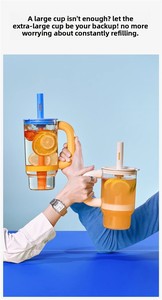 Borraccia Gigante Estiva 2025 di Alta Qualità, Portatile, Grande Capacità, con Cannuccia, per Bambini, in Plastica, con Cordino - Vendita Diretta - Product Image 3