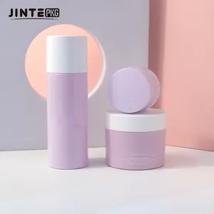 Custom Pink Cosmetic Packaging Plastic Pump Bottle And Jar With Lid For Skincare Cream Lotion
