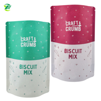 Sac d'emballage en papier kraft écologique résistant à l'humidité avec encoche de déchirement pour biscuits et poudre à lever