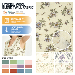 Tissu sergé fin en mélange de laine et de lyocell imprimé léger pour chemise – Vente en gros - Product Image 1