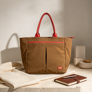 Sac fourre-tout léger en nylon pour femmes, sac à main de grande capacité avec poignées supérieures de couleur contrastée - Product Image 1