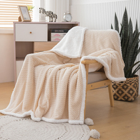 Couverture polaire réversible Double couche d'hiver en flanelle Sherpa pour canapé et lit