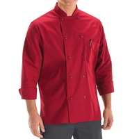 Uniforme de chef en polyester à manches longues pour hommes, veste de cuisine pour le personnel des restaurants et des hôtels, 10 boutons, motif en sergé tissé