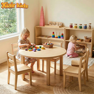 Table et 4 chaises Montessori pour salle de classe de maternelle, ensemble de meubles en bois pour enfants, pour garderie, crèche, centre de soins aux enfants - Product Image 1
