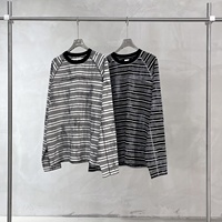 T-shirt à manches longues rayé effet délavé pour homme avec logo personnalisé, 210 GSM, tricoté raglan, coupe oversize, style streetwear vintage