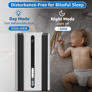 Hashone 2.5L hộ gia đình hấp thụ độ ẩm máy sấy không khí xách tay mini Máy hút ẩm với bộ đếm thời gian chế độ ngủ tự động rã đông tự động tắt - Product Image 4