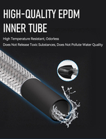 Tuyau tressé en acier inoxydable 12 mm 1/2 flexible moderne pour robinet de salle de bain et de cuisine, raccord d'alimentation en eau femelle X M10x1 filetage long