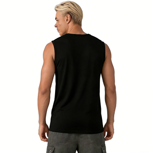 Canotta Termica Sportiva Premium <span class=keywords><strong>da</strong></span> <span class=keywords><strong>Uomo</strong></span> in 100% Lana Merino, Girocollo, Tinta Unita, Tessuto Lavorato a Maglia, Stampa Estiva - Product Image 2