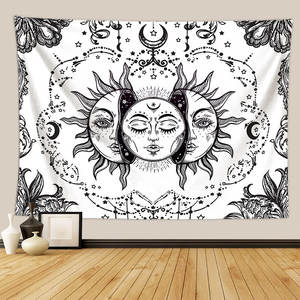 Tapiz Mandala Personalizado Blanco y Negro con Diseño de Sol y Luna, Tapiz para Colgar en la Pared, Tapiz de Pared con Diseño de Calavera de <span class=keywords><strong>Tarot</strong></span>, Alfombra Hippie para Dormitorio, Manta Decorativa - Product Image 5