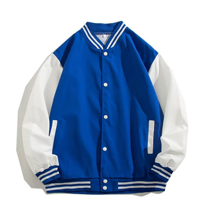 เสื้อโค้ทผู้ชายสไตล์ฤดูใบไม้ร่วง ทรงหลวม ตัดต่อสีสันแบบ Color Block แจ็คเก็ตเบสบอลลำลอง แมทช์ได้กับทุกชุด - Product Image 5