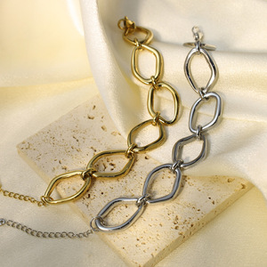 Geometric Irregular Chain <b>Bracelet</b> <b>Set</b> Gold And Silver Stainless Steel Jewelry For Women Fashion Statement Piece - Product Image 2