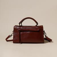 Sac à main carré en cuir de vachette véritable pour femme avec poignée supérieure et bandoulière amovible, vente en gros, logo personnalisé OEM