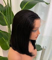 Perruque Bob Lace Front HD de type M 13x4 |   Cheveux humains brésiliens Remy courts et raides |   Noir naturel