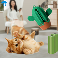 Forme de Cactus Logo Personnalisé Durable Silicone Chien Merde Sac Emballage Conteneur Distributeur Portable Sac Poubelle Pour Animaux De Compagnie