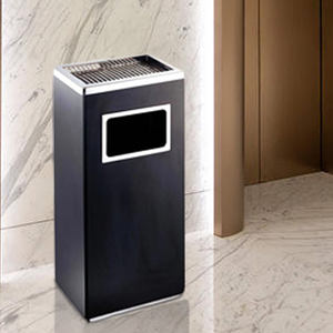 حاوية نفايات من الصين، سلة مهملات من الفولاذ المقاوم للصدأ للفنادق والردهات، مع منفضة سجائر - Product Image 4