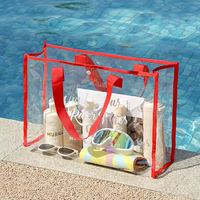 Sac de plage en PVC avec logo personnalisé, sac fourre-tout imperméable en PVC, sac de shopping à bandoulière, sac de sport transparent en PVC avec bouton