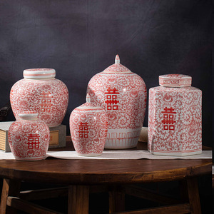 Elegante Jingdezhen Antike Porzellan Xi General <span class=keywords><strong>Pot</strong></span> Rote Tisch vase für Heim dekoration und Sammlung Art Deco Design - Product Image 3