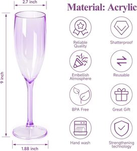 Flûtes à champagne violettes incassables en plastique, verres à vin réutilisables en acrylique en gros pour mariages, fêtes et bars à mimosa - Product Image 2