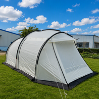 Tente de camping familiale double couche pour 5-6 personnes, en polyester imperméable, avec salon, poteaux en aluminium, tente de glamping extérieure
