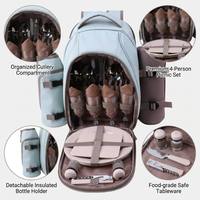 Ensemble de sac à dos de pique-nique isolé pour 4 personnes avec refroidisseur à vin Couverture de pique-nique Vaisselle