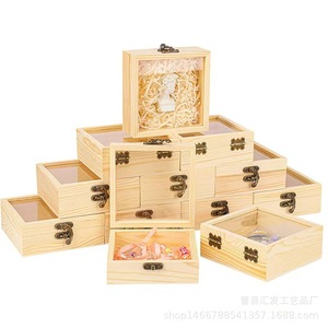 Caja de almacenamiento de madera cuadrada de madera maciza con tapa abatible y cerradura, caja de joyería de 5,5x5,5x3,5 cm para embalaje de regalo - Product Image 2