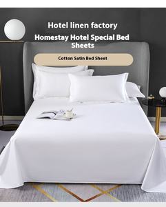 Collection d'hôtels modernes cinq étoiles draps <span class=keywords><strong>de</strong></span> lit Queen Size blanc pur <span class=keywords><strong>parure</strong></span> <span class=keywords><strong>de</strong></span> lit en lin tissé en coton neige avec <span class=keywords><strong>drap</strong></span>-housse plat - Product Image 5