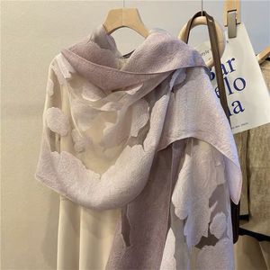 Scialle tridimensionale da donna in stile coreano in Organza <span class=keywords><strong>rosa</strong></span> lunga sciarpa in garza con taglio floreale a doppio uso per primavera/autunno/estate - Product Image 5