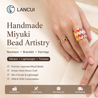 Breiter Handgefertigter Goldener Perlenring Miyuki-Perlen Boho Gewebtes Band Verstellbarer Handgemachter Miyuki-Schmuck Bohemian Ringe