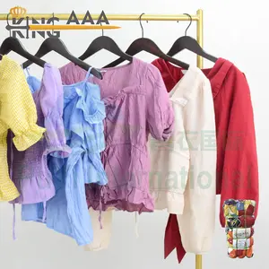 Wholesale Low Price Apparel Stock designer clothes second hand Women Cotton blouse Cut label used clothes