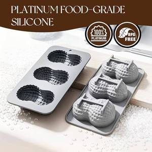Moule à gâteau en silicone antiadhésif de qualité alimentaire 100% platine sans BPA, en forme d'arachide à 3 cavités, certifié LFGB, de l'usine MUYULINS - Product Image 2