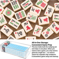 Boîte de rangement portable en acrylique amovible pour 160 tuiles de mahjong américain, pour la maison et les voyages (boîte uniquement)
