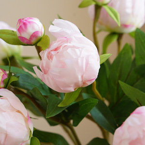 Vansi 2-Headed Peony <b>Artificial</b> <b>Flower</b> White Silk <b>Flower</b> For Home Decor Wedding Arrangements European Style - Product Image 4