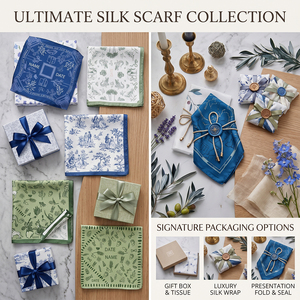Foulard Quadrato di Lusso Personalizzato con Stampa Digitale 100% Seta Pura per Donne, Bandana di Lusso per Matrimoni e Viaggi - Product Image 3