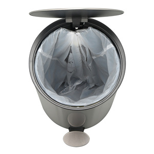 Cubo de Basura con Pedal de Acero Inoxidable, Cilíndrico, 5 kg, para Uso en Interiores, Cocina, Baño, Funcionamiento Silencioso, Plateado, Negro, Blanco - Product Image 4