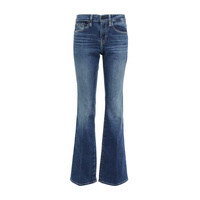 Jean évasé élégant pour femme, coupe bootcut, en denim écologique, respirant, finition lisse, taille flexible, maintien tout au long de la journée, silhouette stylée