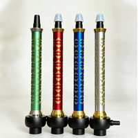 Kit Chicha Portable Multicolore avec Tige Remplaçable, Base en Verre Facetté et Design Creux Sculpté pour la Maison, le Bar et les Fêtes