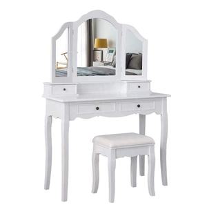 Precio de fábrica, venta al por mayor, juego de tocador con espejo, escritorio de maquillaje, muebles de dormitorio para niñas, tocador con 5 cajones - Product Image 1