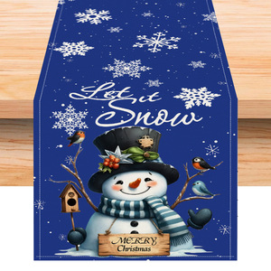 LINGKAI Eco-Friendly <b>Linen</b> Printed Christmas Table Runners & <b>Tablecloth</b> for Home & Hotel Decor - Product Image 6