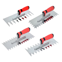 Outils de construction en acier au carbone, spatules à mastic avec manche en plastique pour finition de cloisons sèches, truelles à plâtre en béton avec dents