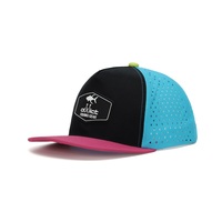 Gorra Trucker Perforada con Bloques de Color, Gorra Snapback de Malla de Secado Rápido con Parche de Goma, Gorra Deportiva Transpirable de Ala Plana para Exteriores