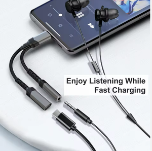 <span class=keywords><strong>Adaptador</strong></span> de Carga y Auriculares 2 en 1 USB-C <span class=keywords><strong>a</strong></span> 3.5mm, Aleación de Aluminio Gris, Carga Rápida PD de 60W para <span class=keywords><strong>iPhone</strong></span> 15/16/17 Pro Max - Product Image 2