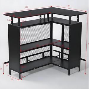 ตู้บาร์รูปตัวแอลแบบเคลื่อนย้ายได้ พร้อมชั้นวางแก้วไวน์และชั้นเก็บไวน์ สำหรับงานปาร์ตี้และผับ - Product Image 5