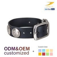 Collier pour chien en cuir PU clouté personnalisé de qualité supérieure avec ornement floral en métal et boucle métallique – Confort optimal pour la promenade quotidienne et les fêtes