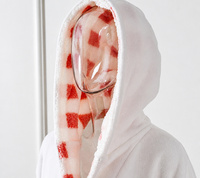 Peignoir en flanelle blanche pour femme OLIVEHOME avec doublure en sherpa à carreaux roses, manches longues, peignoir d'hiver